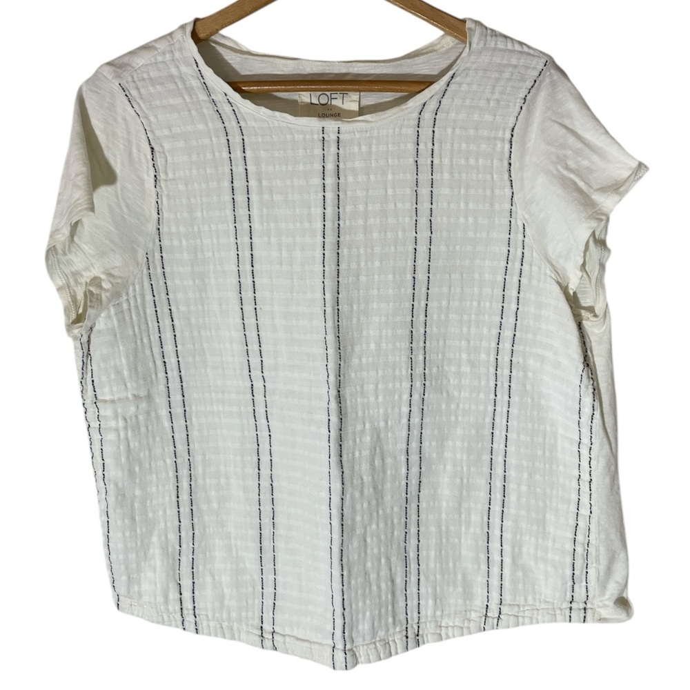 Y5- Loft Lounge Women's Extra Large  White Striped Top